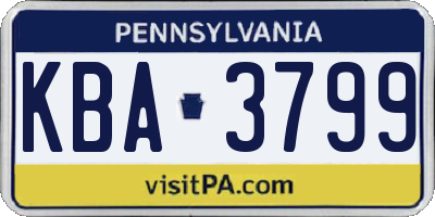 PA license plate KBA3799