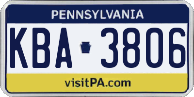 PA license plate KBA3806