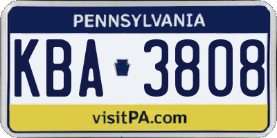 PA license plate KBA3808
