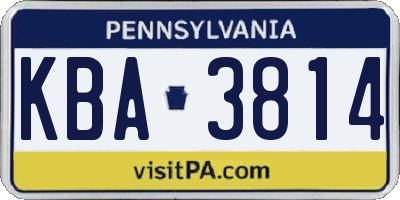 PA license plate KBA3814