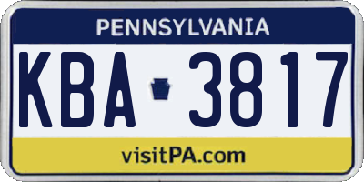 PA license plate KBA3817