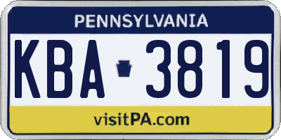 PA license plate KBA3819