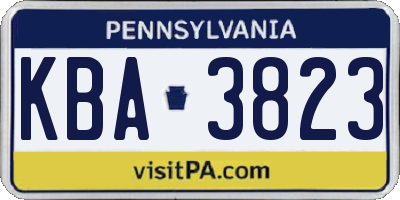 PA license plate KBA3823