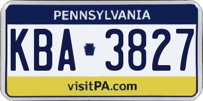 PA license plate KBA3827