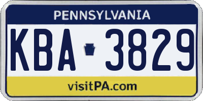 PA license plate KBA3829