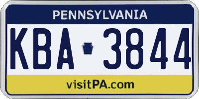 PA license plate KBA3844