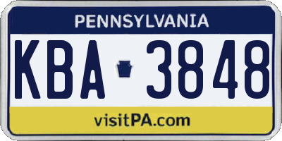 PA license plate KBA3848