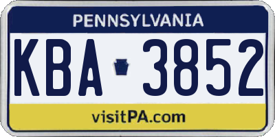 PA license plate KBA3852