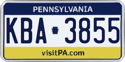 PA license plate KBA3855