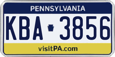 PA license plate KBA3856