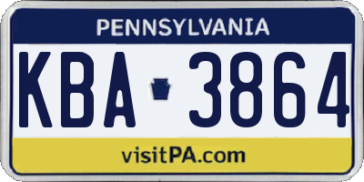 PA license plate KBA3864