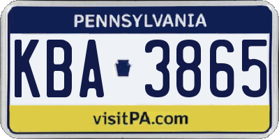 PA license plate KBA3865