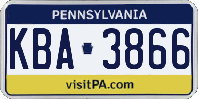 PA license plate KBA3866