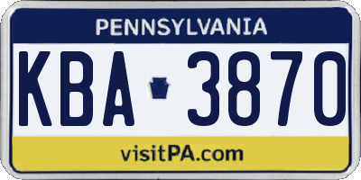 PA license plate KBA3870
