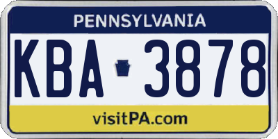 PA license plate KBA3878