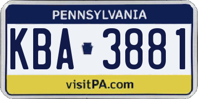 PA license plate KBA3881