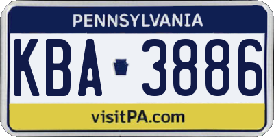 PA license plate KBA3886