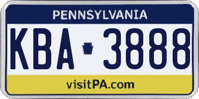 PA license plate KBA3888