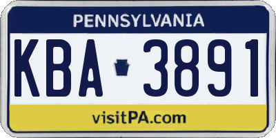 PA license plate KBA3891