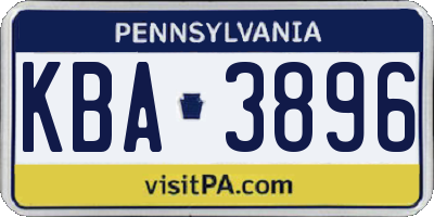 PA license plate KBA3896