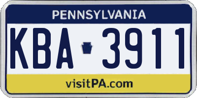 PA license plate KBA3911