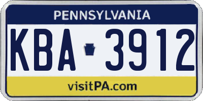PA license plate KBA3912