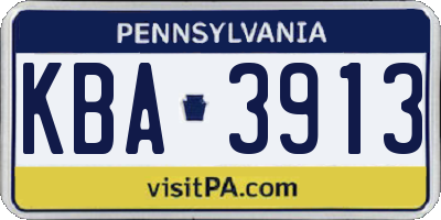 PA license plate KBA3913
