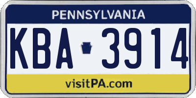 PA license plate KBA3914