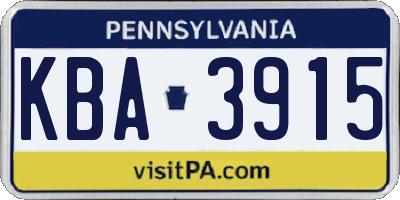 PA license plate KBA3915