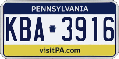 PA license plate KBA3916