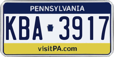 PA license plate KBA3917