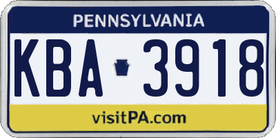PA license plate KBA3918