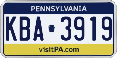 PA license plate KBA3919