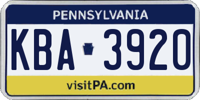 PA license plate KBA3920