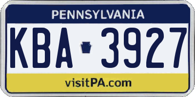 PA license plate KBA3927
