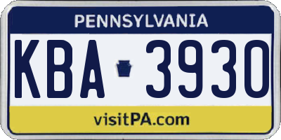 PA license plate KBA3930