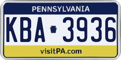 PA license plate KBA3936