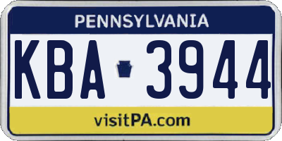 PA license plate KBA3944