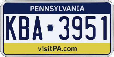 PA license plate KBA3951