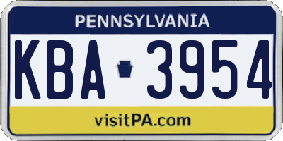 PA license plate KBA3954