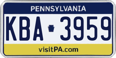 PA license plate KBA3959