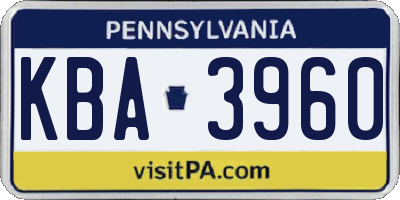 PA license plate KBA3960