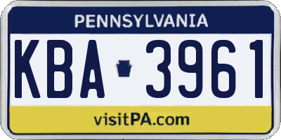 PA license plate KBA3961