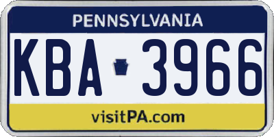 PA license plate KBA3966