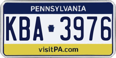 PA license plate KBA3976