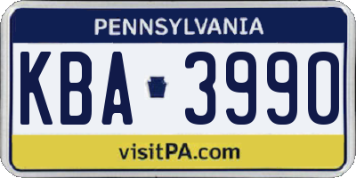 PA license plate KBA3990