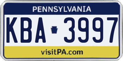 PA license plate KBA3997