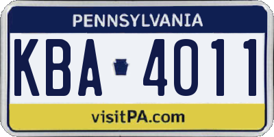 PA license plate KBA4011