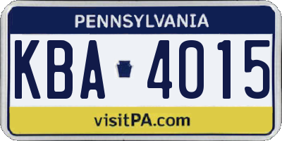 PA license plate KBA4015
