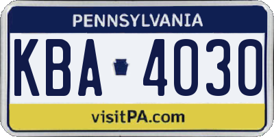 PA license plate KBA4030